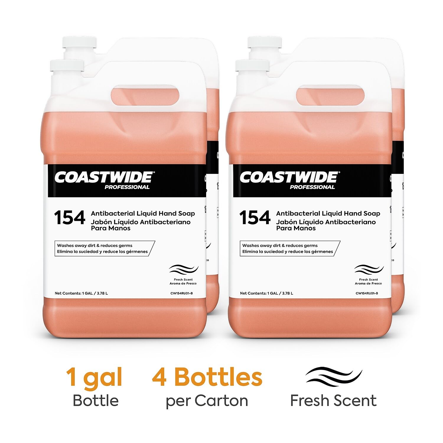 COASTWIDE Professional Antibacterial Liquid Hand Soap, 1 Gal., Fresh Scent, 4/Carton