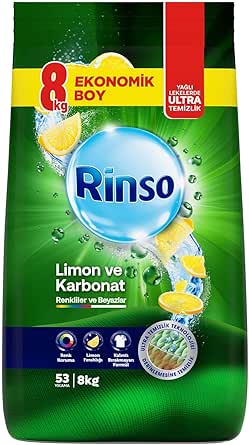 Rinso Toz Çamaşır Deterjanı Limon ve Karbonat Renkliler ve Beyazlar İçin 8 KG