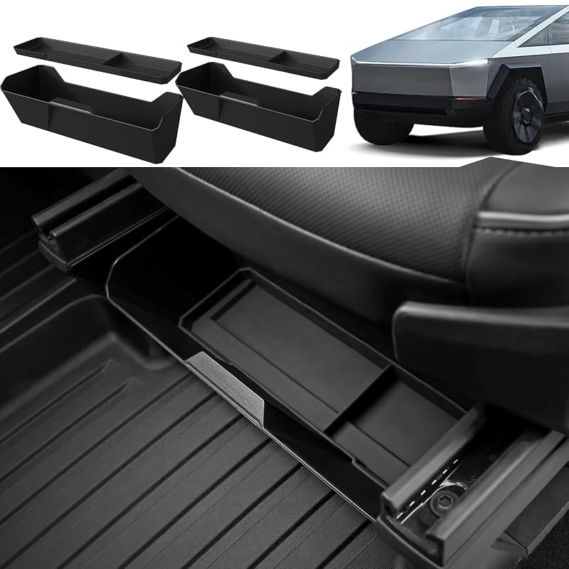 Kit com 2 Organizadores de Armazenamento Sob o Banco Dianteiro para Tesla Cybertruck 2024–2026 Foronetry
