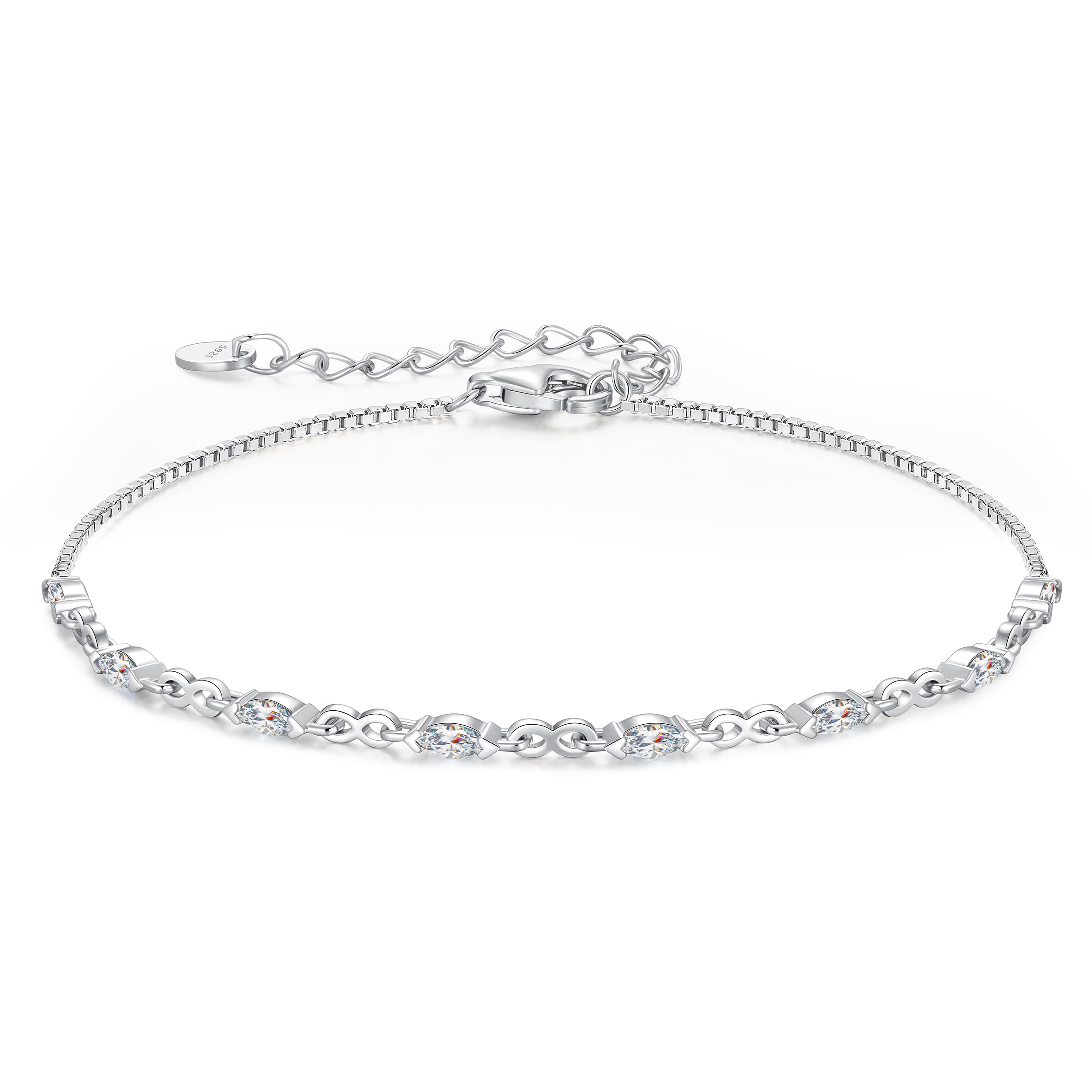 CDE Infinity Armband Silber 925 Damen mit Zirkonia Geburtsstein | Armbänder Verstellbares Armkette Damen Schmuck Muttertag Valentinstag Geburtstag Weihnachten Geschenke