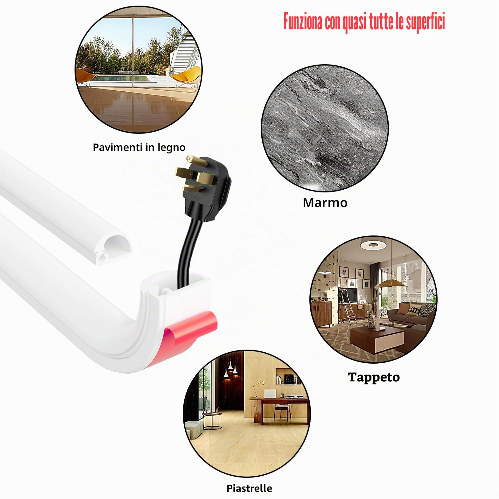 Canalina Passacavi Adesiva Bianca 1M Fili Elettrici Parete Canalina Flessibile PVC Silicone Morbido Protezione Cavi Pavimento Esterni Resistente Alle Intemperie per Ufficio Casa Scuola