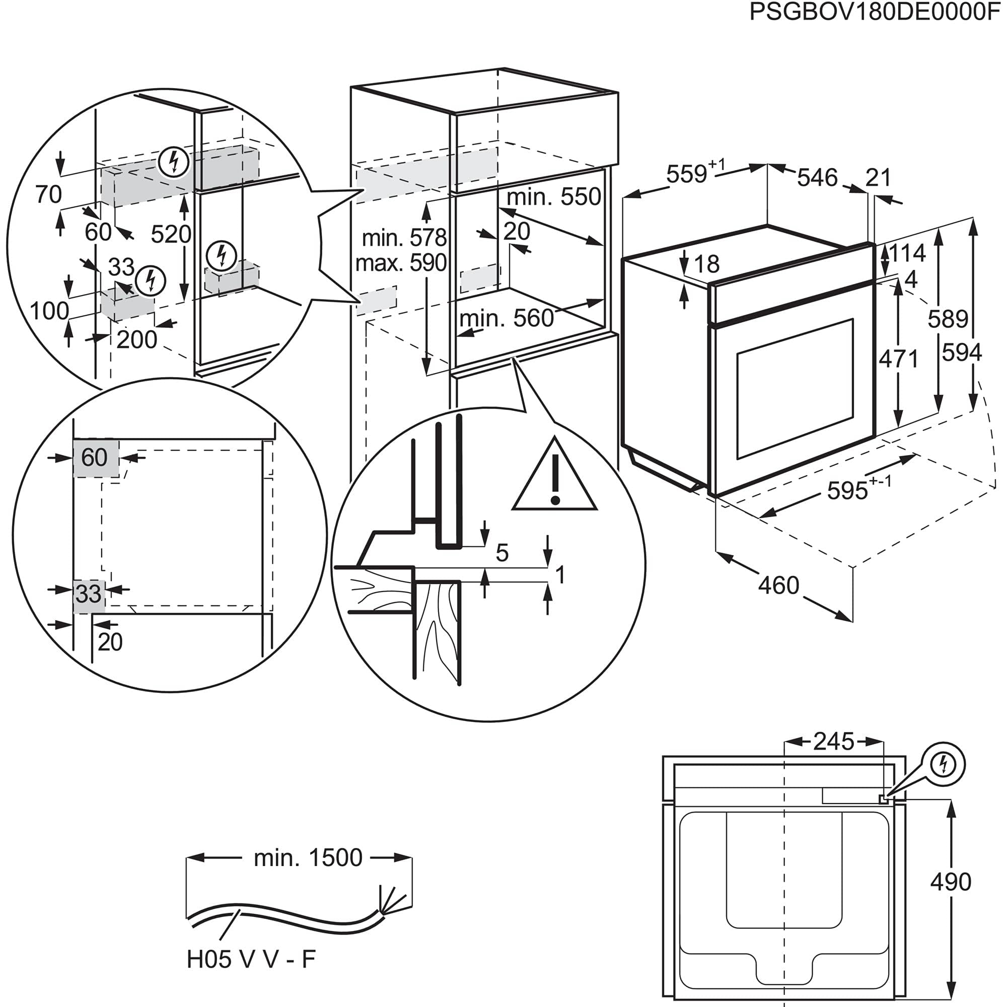 AEG BSE782380M Horno Multifunción con Limpieza Pirolítico, 20 Funciones, Sonda Térmica, Pantalla Táctil TFT Color, 225 Recetas, Cierre Suave, Antihuella, INOX, A, 70 litros