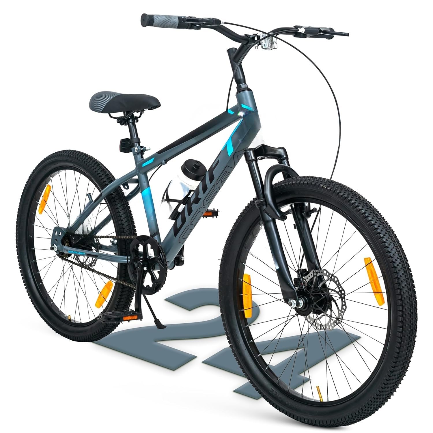 Cycle 24T for Boys (10–13 Years) | Height 130–160 cm | Dual Disc Brakes, Front Suspension, Adjustable Seat, Stylish & Durable Mountain Bicycle for Kids (Grey & Black)-image-28