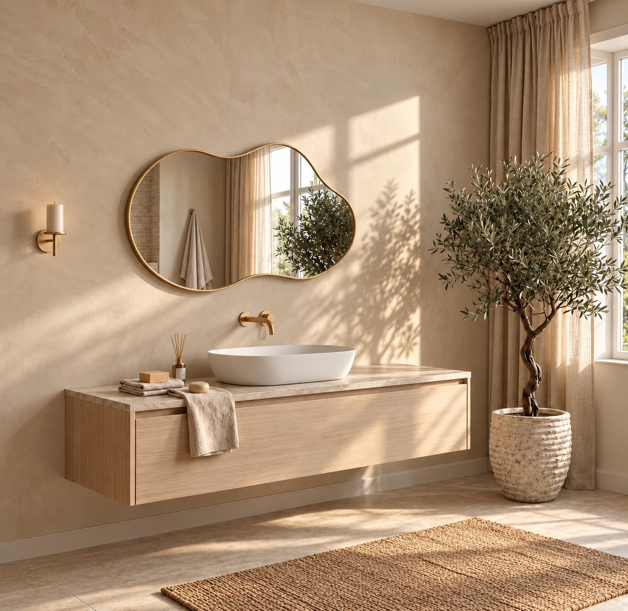 Photo 1 of Potijo Irregular Wall Mirror 24"x40" Gold