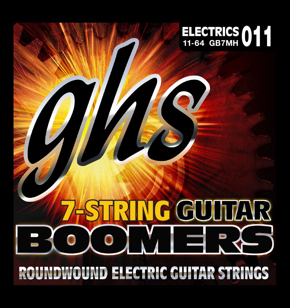 GHS Boomer - GB7MH - 7-String Medium Heavy Electric Guitar Set (11-64), Pack of