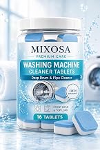 Washing Machine Cleaner Tablets (16 Tablets) | Drum & Pipe Deep Cleaner | blue Scent | Removes Odour, Limescale & Residue | For Front Load & Top Load Fully Automatic Washing Machines (Fresh)