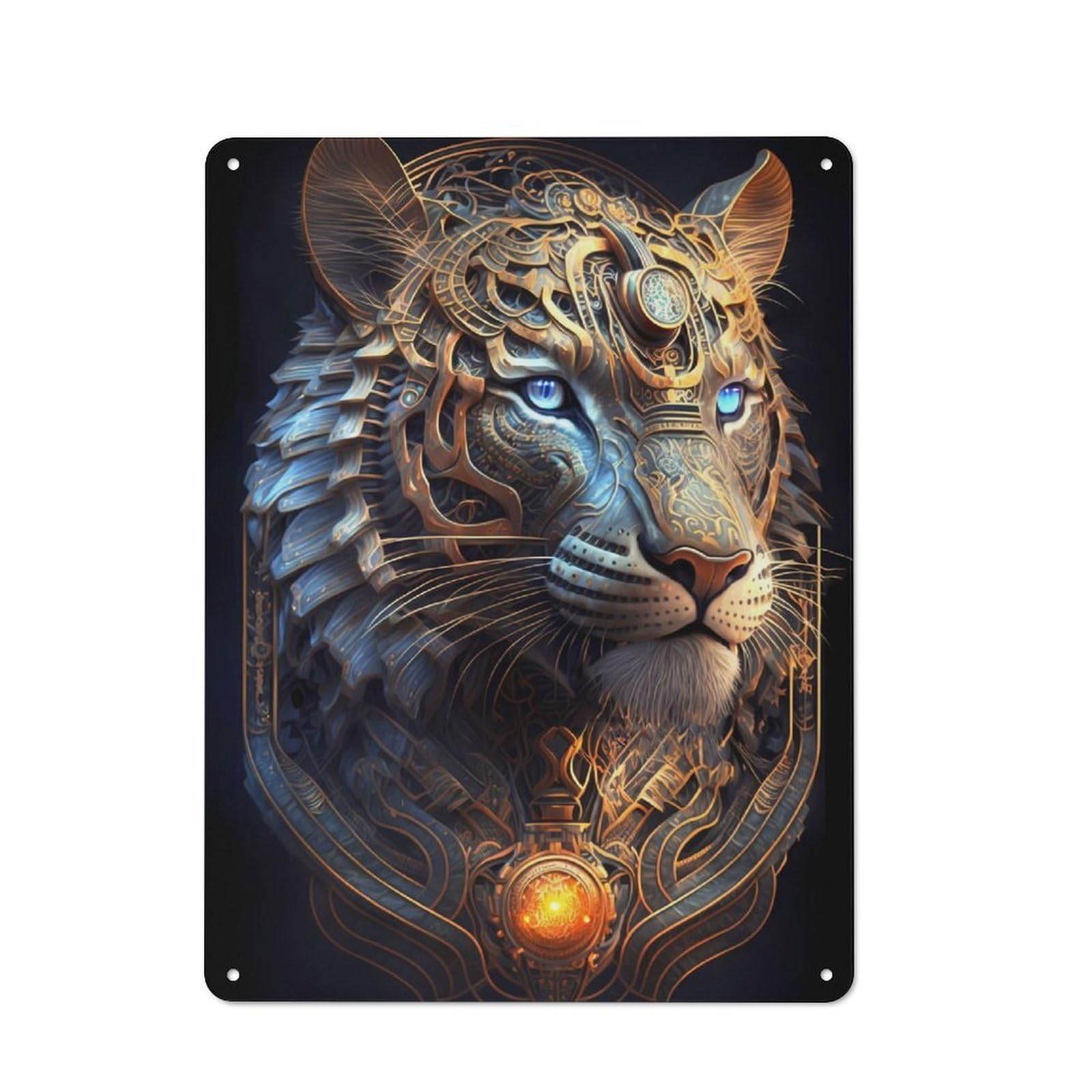 Junmoney Mystical Cosmic Tiger Vintage Tin Wall Plaque 40X30cm For Workshop Wall, A Decorative Christmas Gift For Makers And Diy Enthusiasts