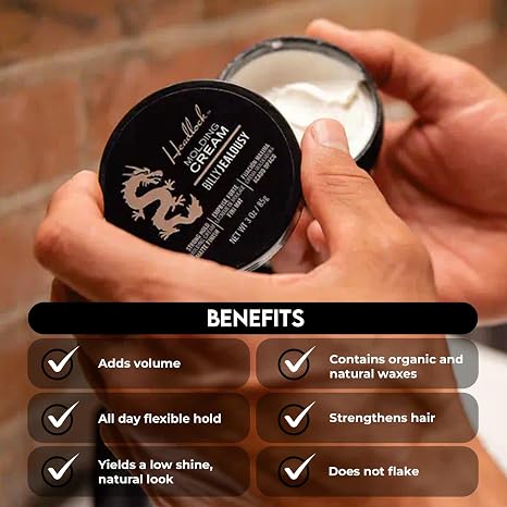 Billy Jealousy Headlock Hair Molding Cream, Hair Styling Cream for Men with Strong All-Day Hold, Natural Matte Finish Styling Agent for All Lengths, 3 Ounce