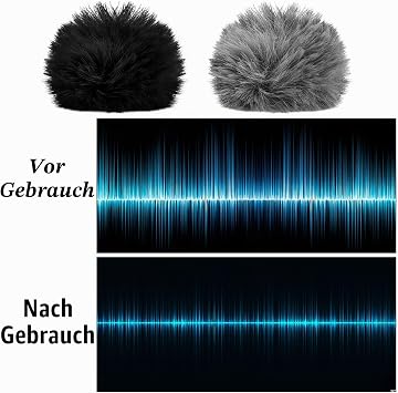 Pack of 2 Lavalier Microphone Wind Protection Fur Wind Protection for Microphone Microphone Furry Windscreen Mini Wind Filter Pop Filter 1 cm Outdoor Wind Protection Muff Pop Protection Grey + Black