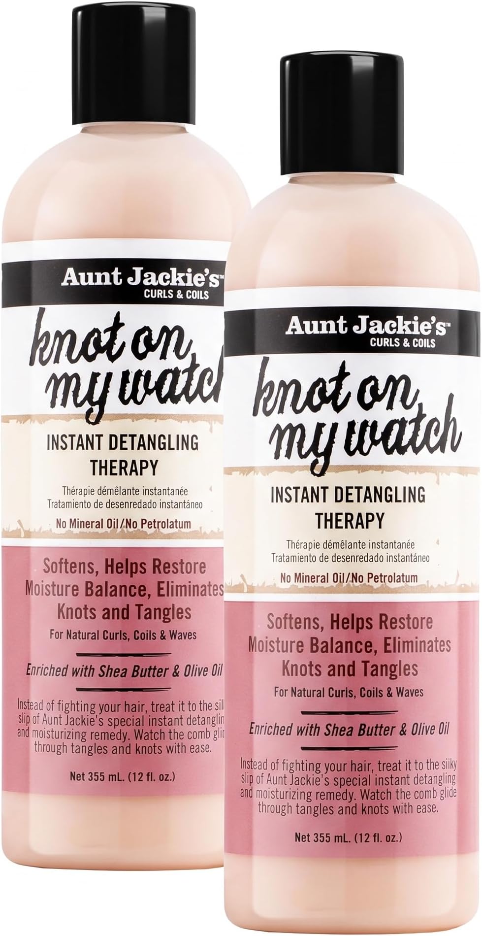 Curls and Coils Knot On My Watch Instant Hair Detangling Therapy for Natural Curls, Coils and Waves, Enriched with Shea Butter, 12 oz (Pack of 2)