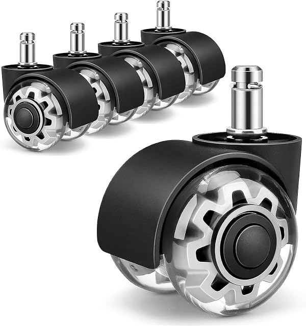 Office Chair Wheels,Replacement for All Hardwood and Carpet Floors, Heavy Duty Rollerblade Style Computer Desk Chair Casters,Universal Caster Wheels Size(11x22 mm) 5 Pack