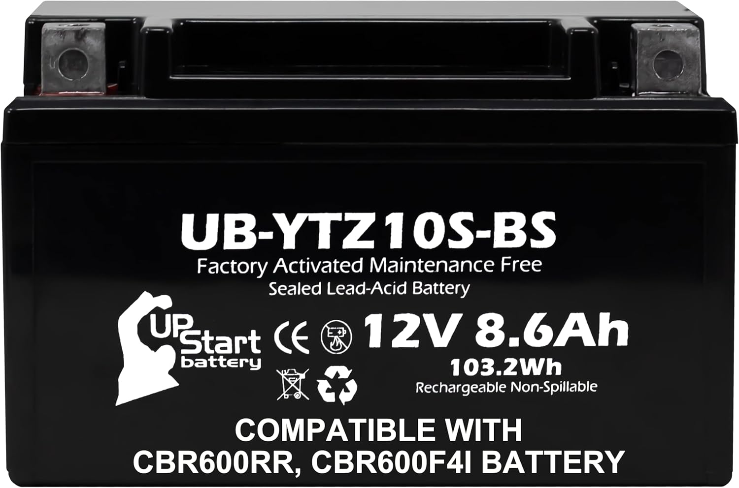 12V 8.6Ah YTZ10S-BS Replacement For Honda 2003 CBR600RR Battery - Compatible with Honda CBR 600 F4i, CBR 600RR, CBR600F4i 600CC Motorcycle Battery - 12 Volt Batteries, YTZ10S AGM SLA