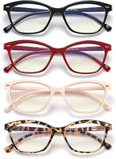 4 Pack Reading Glasses Blue Light Blocking,Stylish Ladies Spring Hinge Computer Readers,Anti Glare UV Eyeglasses for Women 2.5