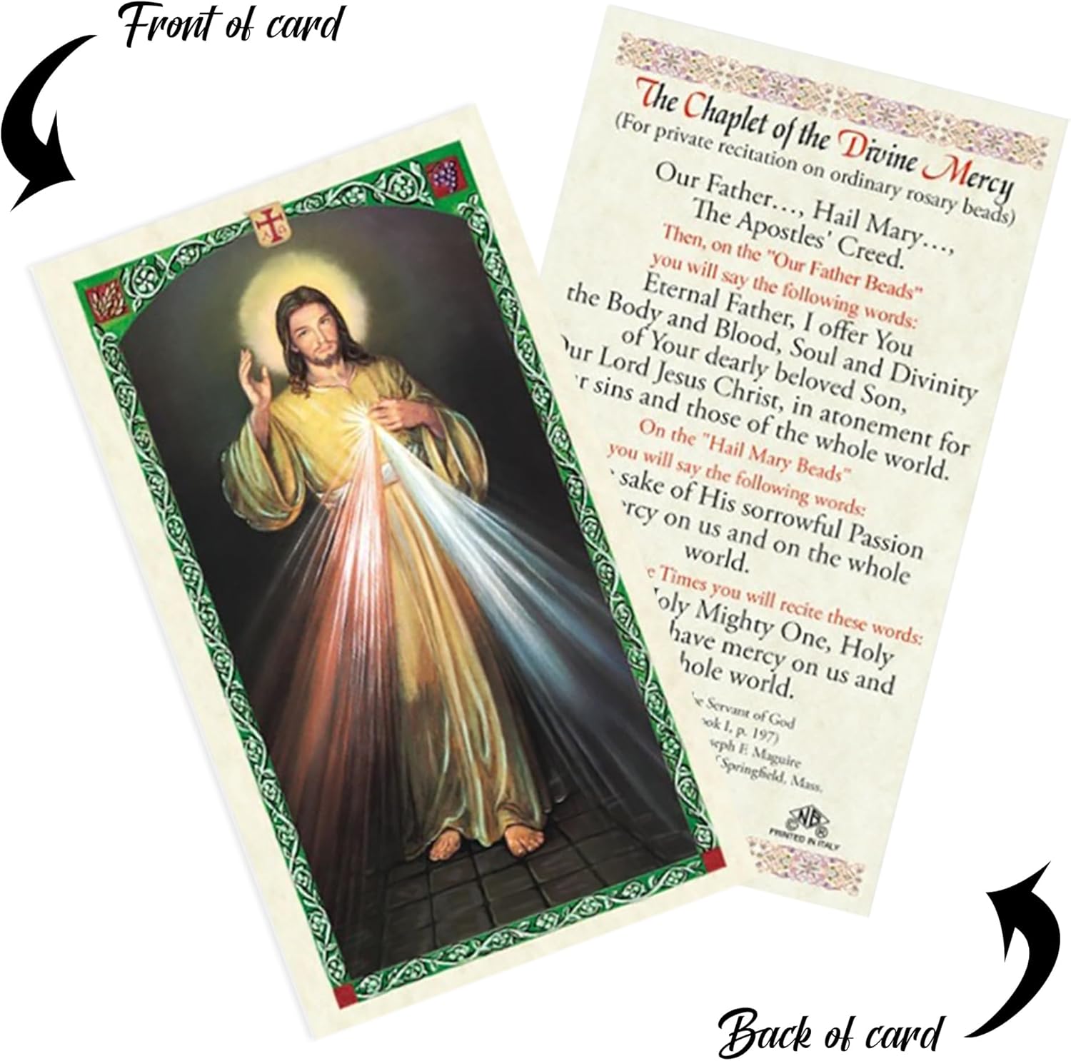 Trendzeen Divine Mercy Rosary - Wood Cord Chaplet Of Divine Mercy Rosary, Catholic Holy Card, The Lord's Prayer Card Set for Daily Prayer - Total 3 Items - Image 5