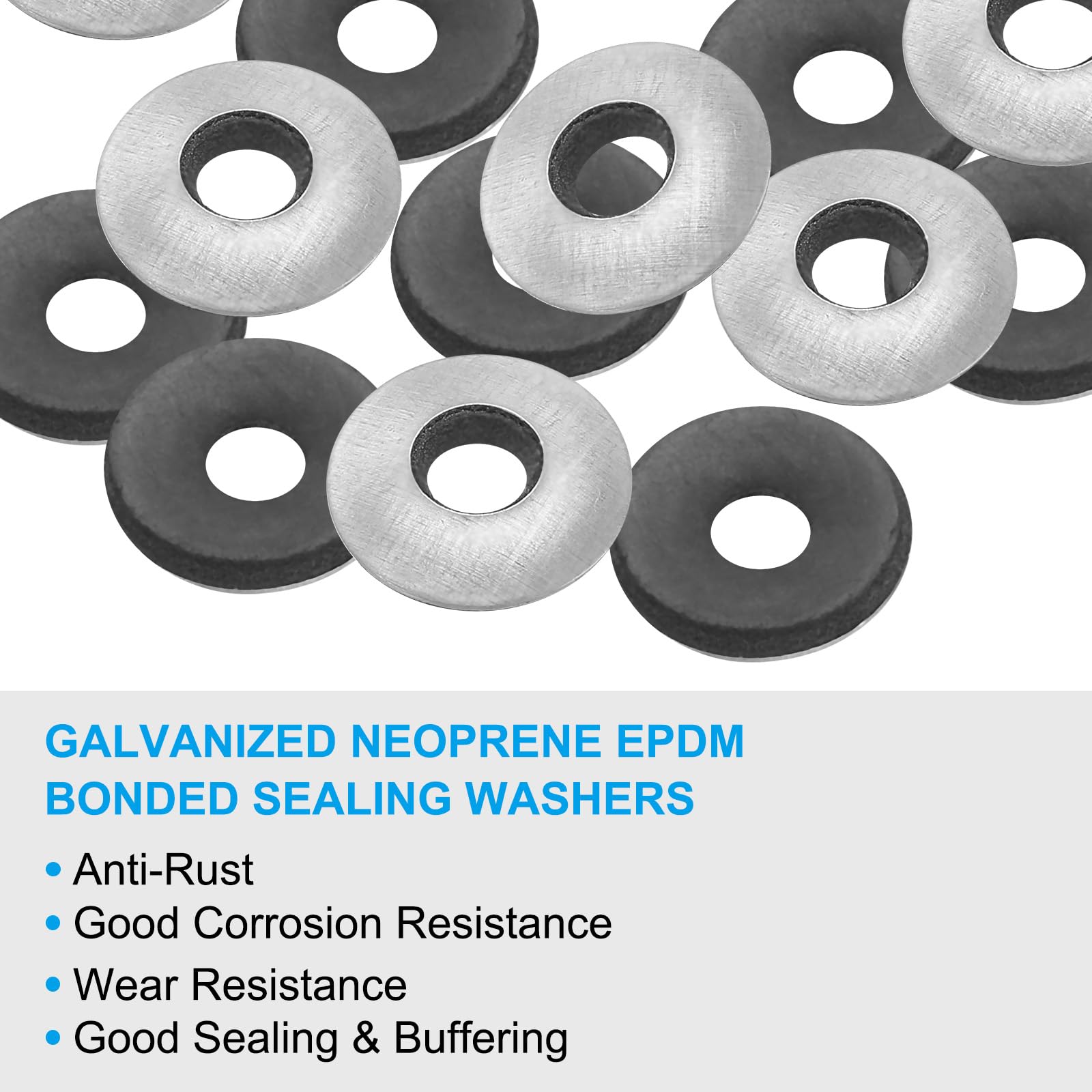 PATIKIL 7/32"x5/8" EPDM Bonded Sealing Washers - Image 3