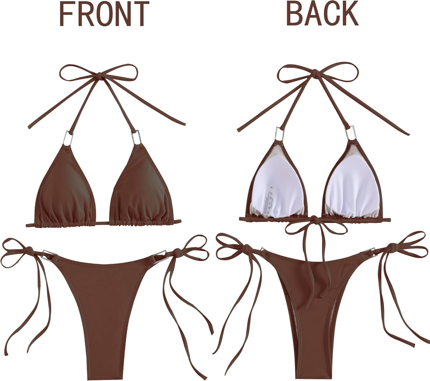 Thong Bikini Set for Women Halter String Bikini Cheeky Two Piece Swimsuit Adjustable Bathing Suit - Image 6