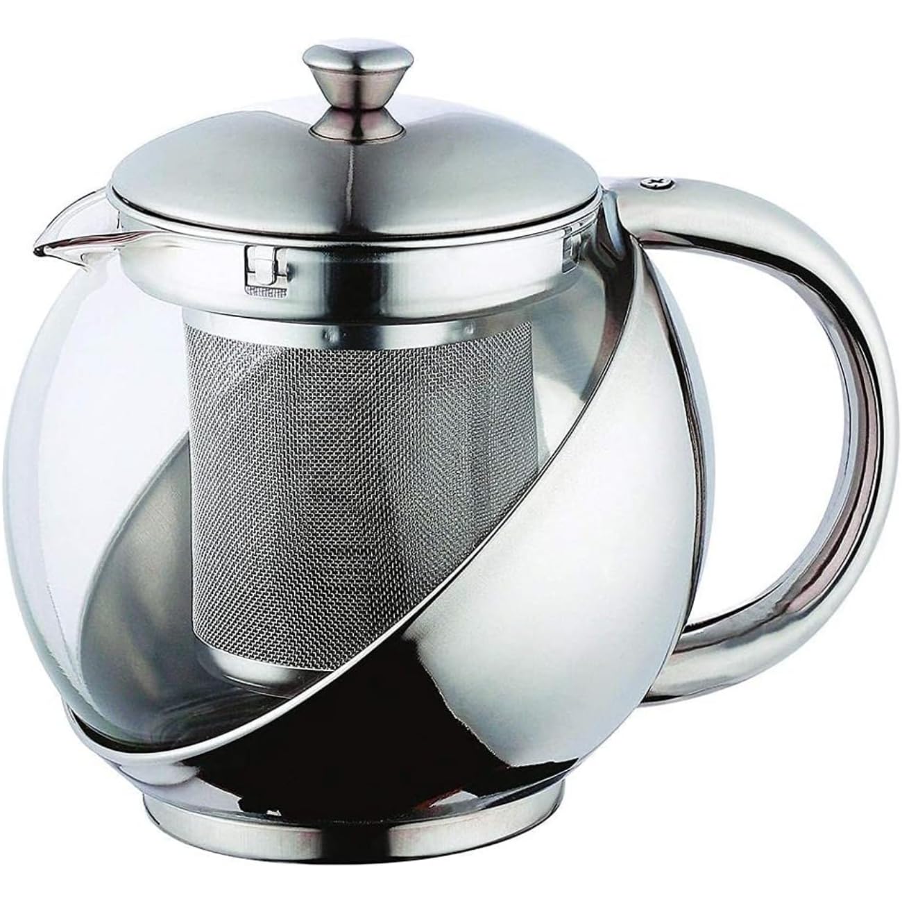Jarra Infusora Chaleira Bule de Vidro e Inox Com Coador de Chá 750 ML (Inox)