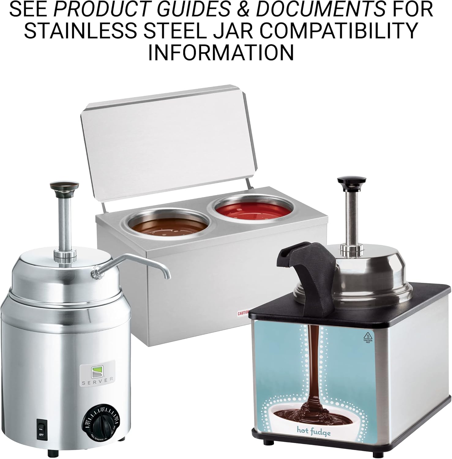 Server Products 3-Quart Jar Container For Condiments Sauces or Heated Toppings, Stainless Steel, Model 94009, Compatible Products Models 82060 and 81230