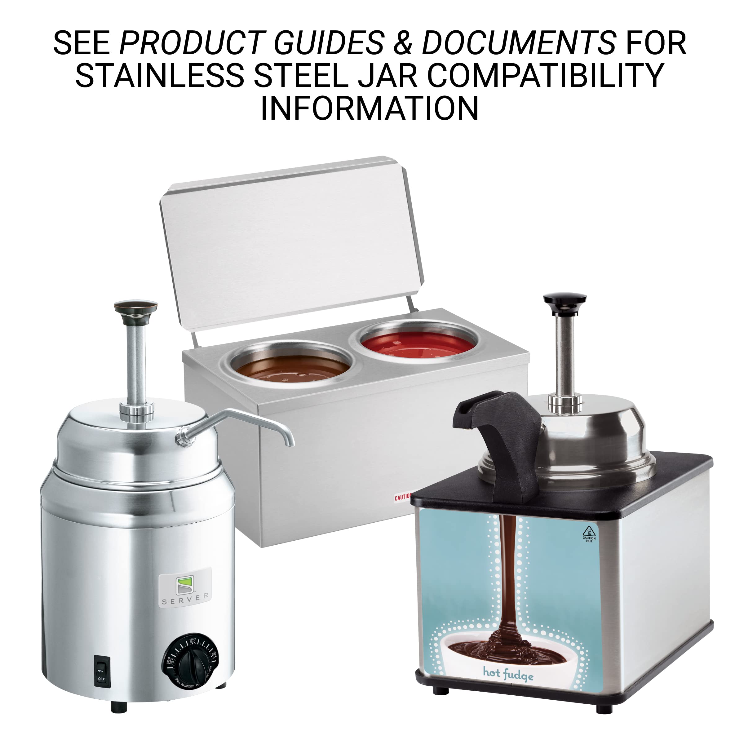 Server Products 3-Quart Jar Container For Condiments Sauces or Heated Toppings, Stainless Steel, Model 94009, Compatible Models 82060 and 81230