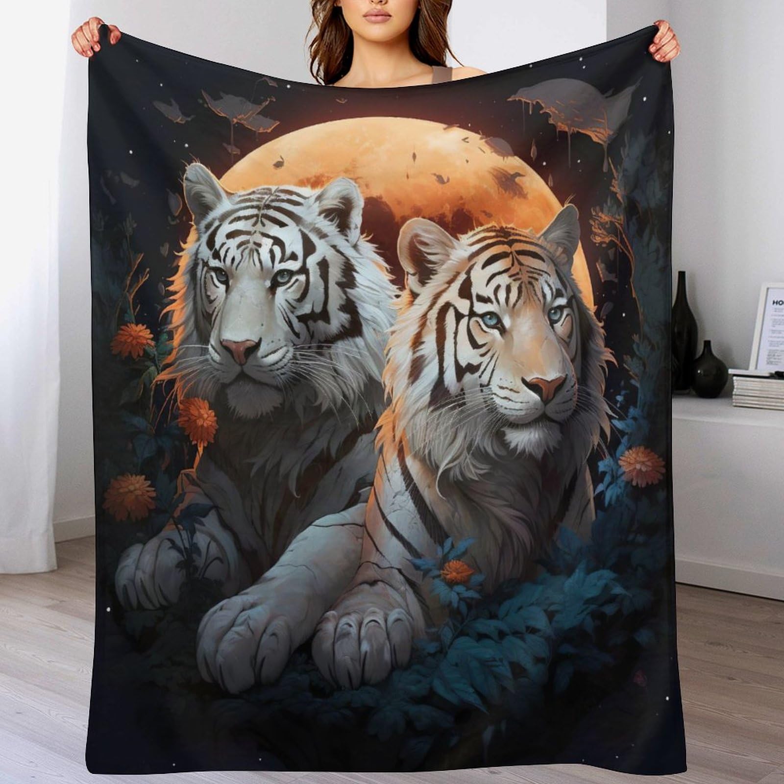 Plaide tigre 3D et couverture légère en polaire de flannel 140x180
