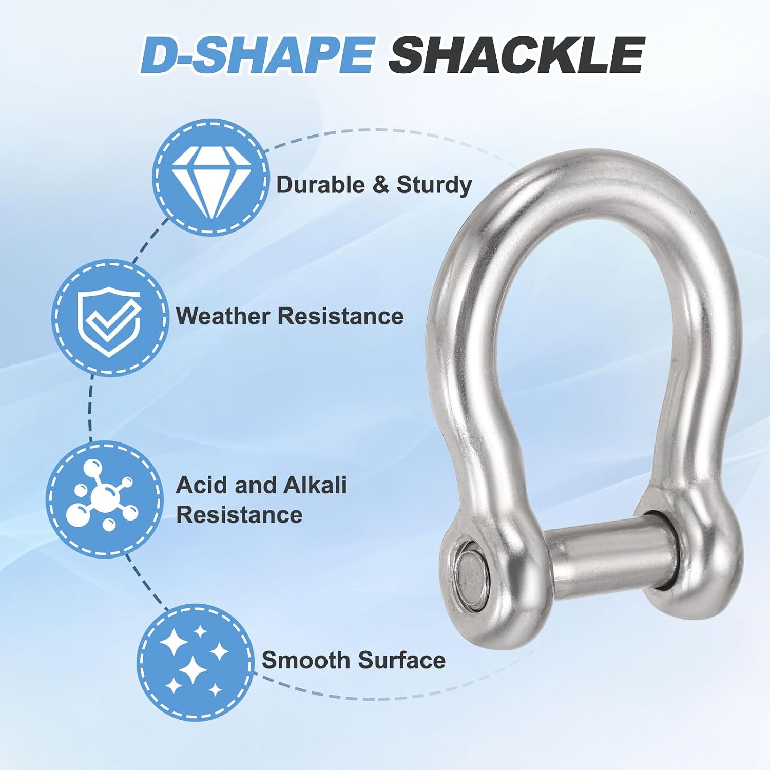 PATIKIL D Ring Shackles, (1/4" 6mm, 2 Pcs), 304 Stainless Steel Bow Hex Screw Pin Shackle Heavy Duty Mini Bow Clevis, Suit for-Outdoor/Chain/Boat/Sailboat/Rigging/Marine/Camping