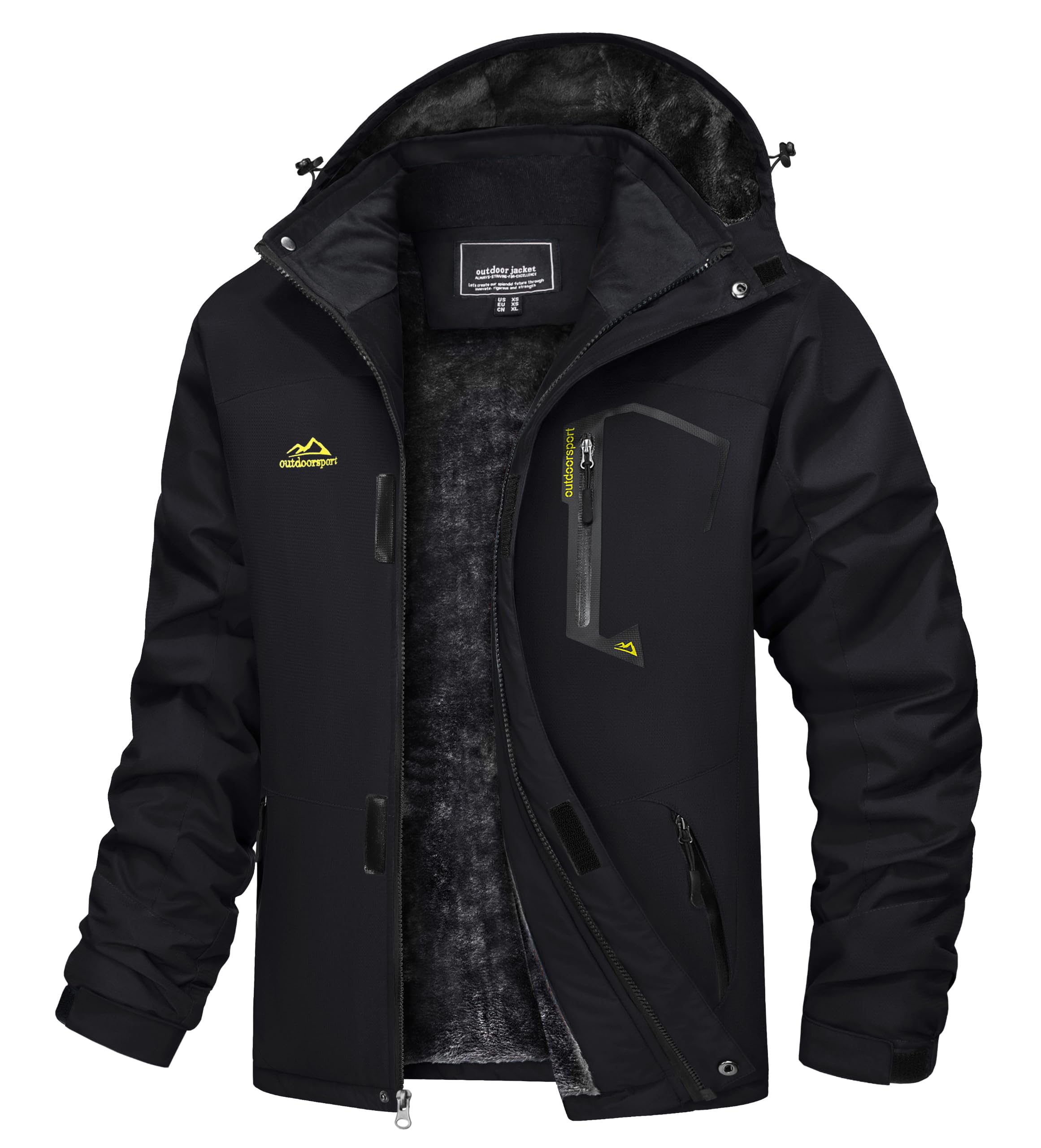 TACVASEN Herren Winter Wasserdichte Winddichte Winterjacke Warme Fleece-Futter Ski Regenmantel mit Kapuze