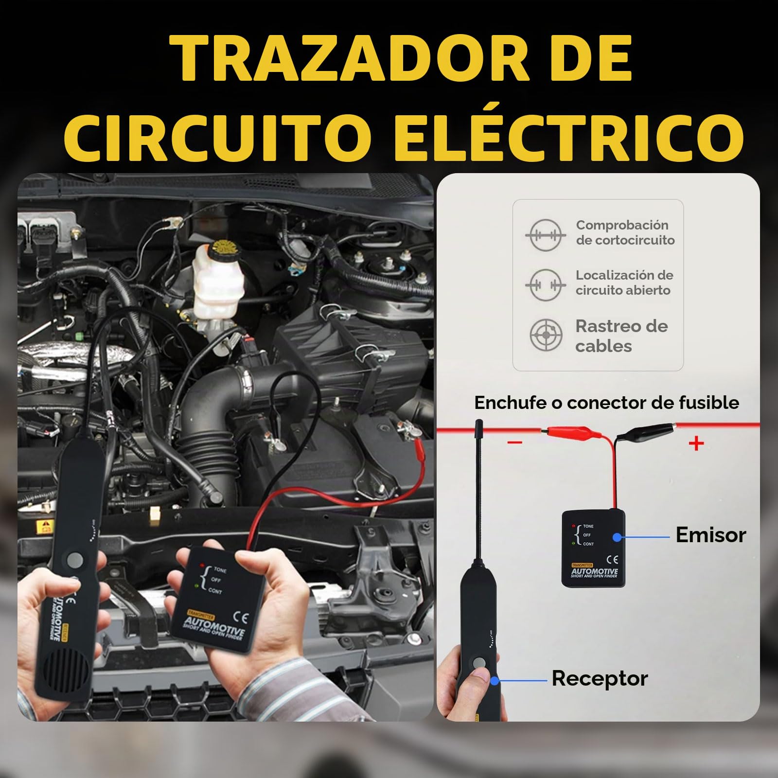 Automotive con Cable Tracker Corto Y Clavos Abierto Comprobador De Herramientas para Reparación De Coche