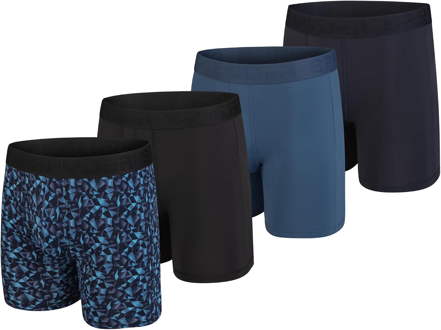 Spyder Men's 4-Pack Variety Liquid Cool Active Performance Athletic Underwear Boxer Briefs