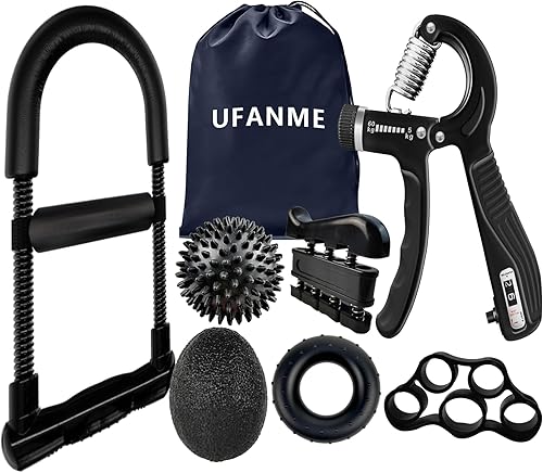 Miniatura 8 de Fortalecedor de agarre de mano, entrenador de fuerza de agarre, 22-132 libras de resistencia ajustable para antebrazo ejercitador para Negro 5