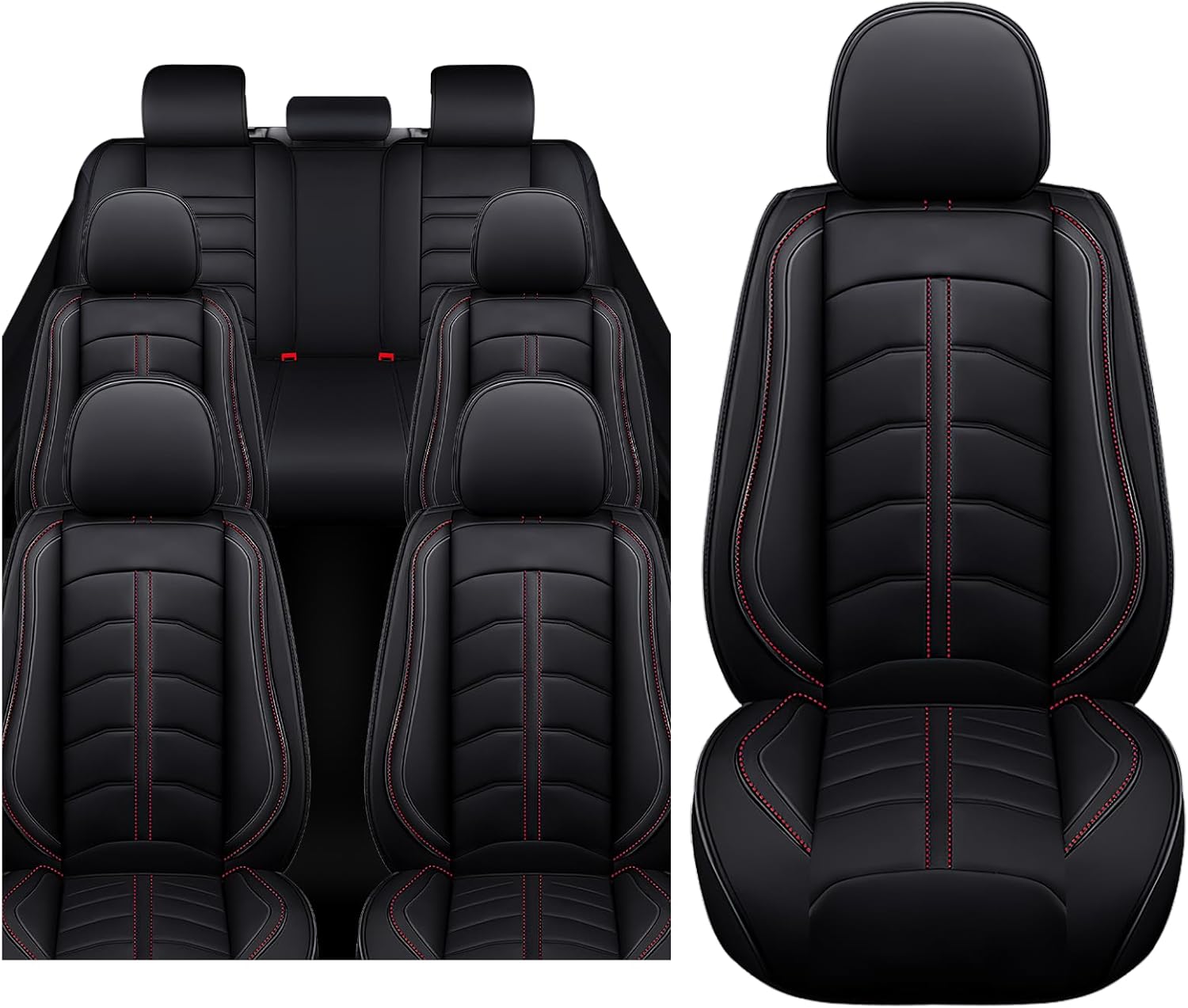 Car Seat Cover 7 Seats for Subaru Ascent 2019-2025, Premium Nappa Leather Sport Seat Cover, Waterproof and Durable, Airbag Compatible with Car Seat Protectors (Standard,Black)