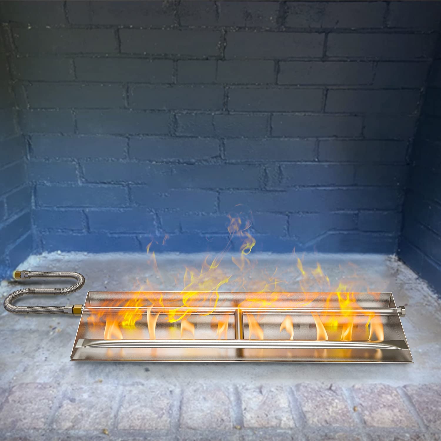 Amazon.com : Fireplace Dual Flame Pan Fireplace Flame Pan 72,000 BTU  Stainless Steel Burner and Pan 20.5 x 6.5 inch for Indoor and Outdoor  Fireplace : Home u0026 Kitchen