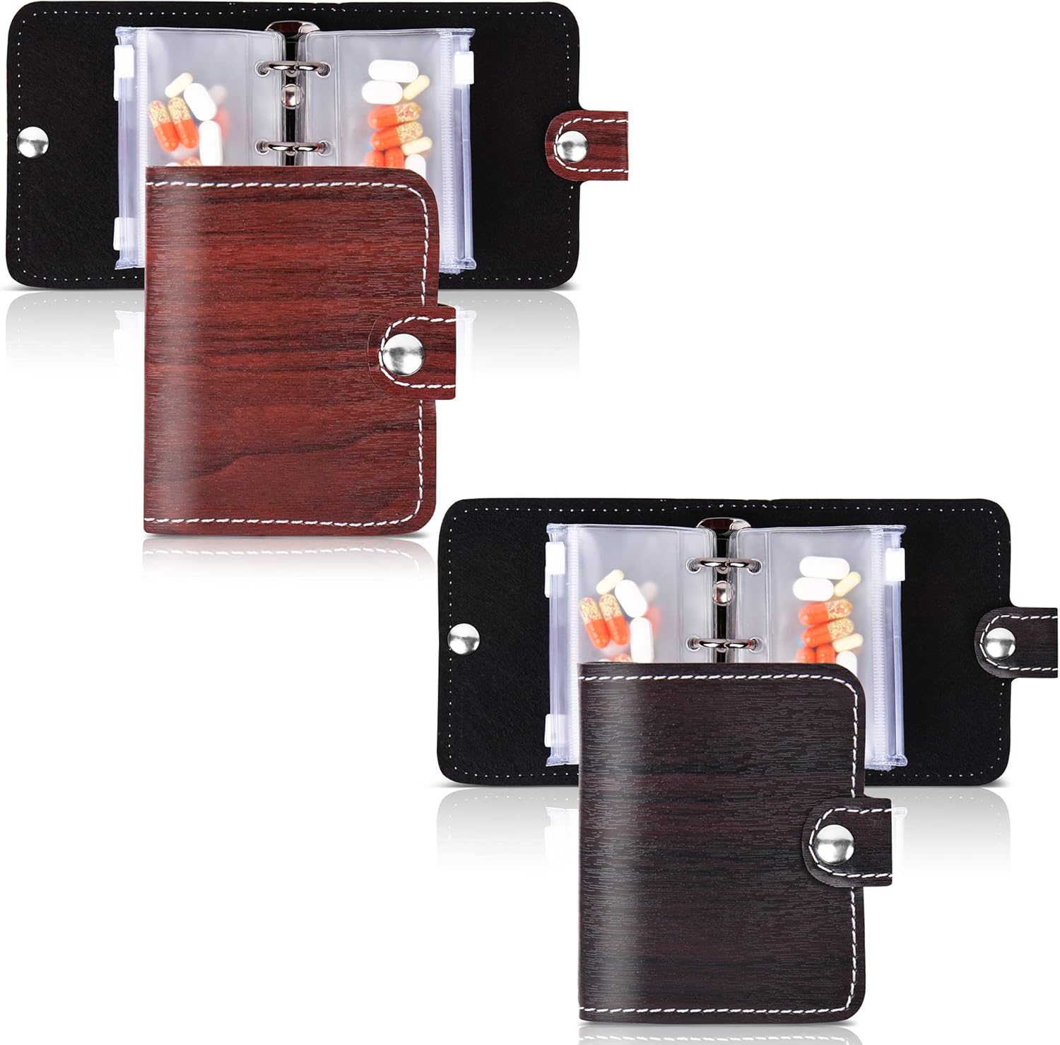 Pill Organizer,Pill Pouches Clear Plastic Pill Bags Self Sealing Travel Medicine Organizer Storage(2-Brown)