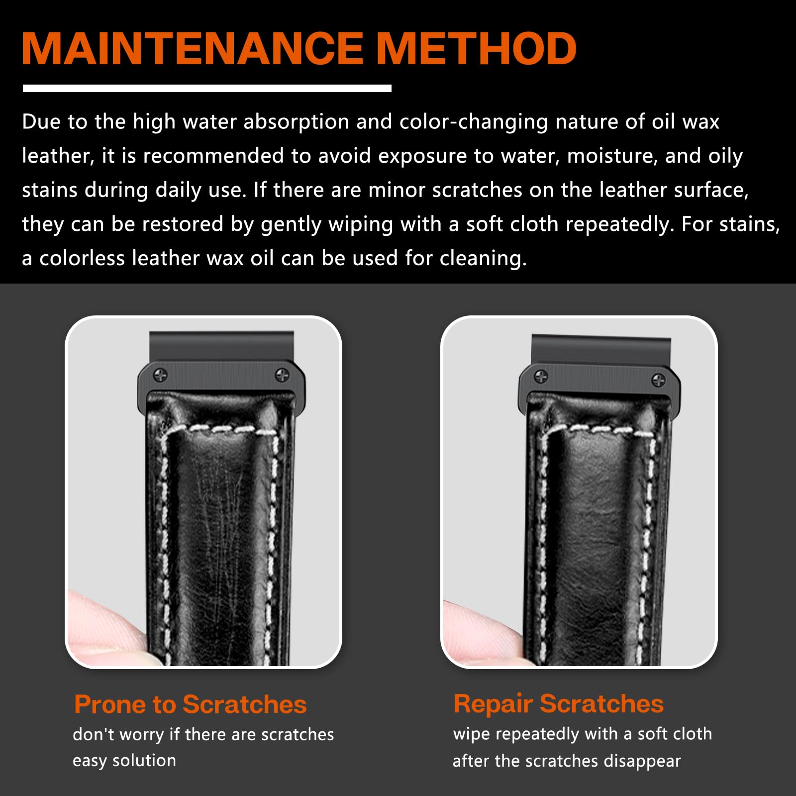 Bracelet Montre Cuir Ciré QuickFit 26mm Pour Garmin Fenix, Epix, Tactix - Marron Foncé
