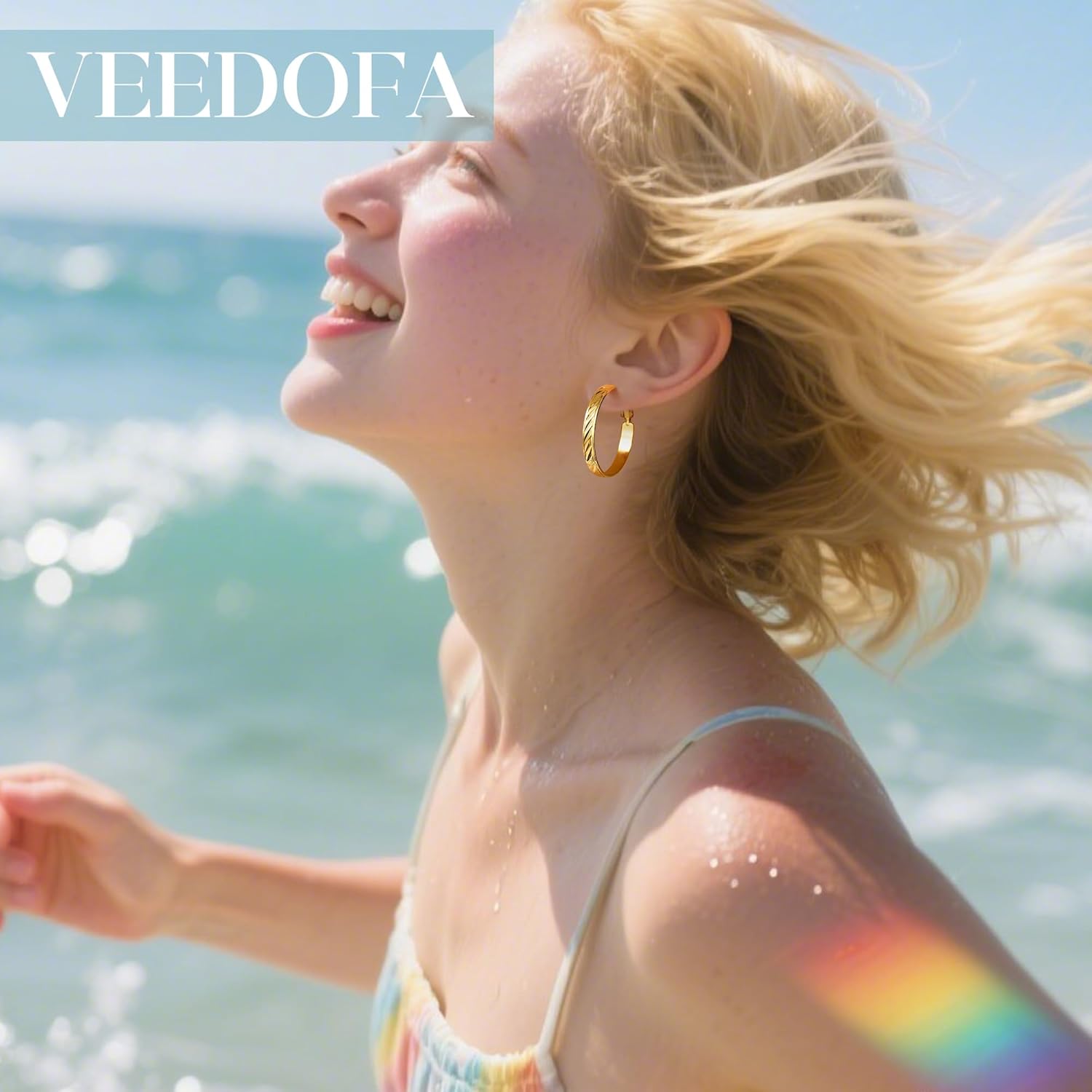 Twill Gold Silver Hoop Earrings for Women, Hypoallergenic 14K Gold Plated Hoops, Lightweight 925 Sterling Silver Post Big Earrings for Women Jewelry Gifts 30/40/50/60MM - Image 2