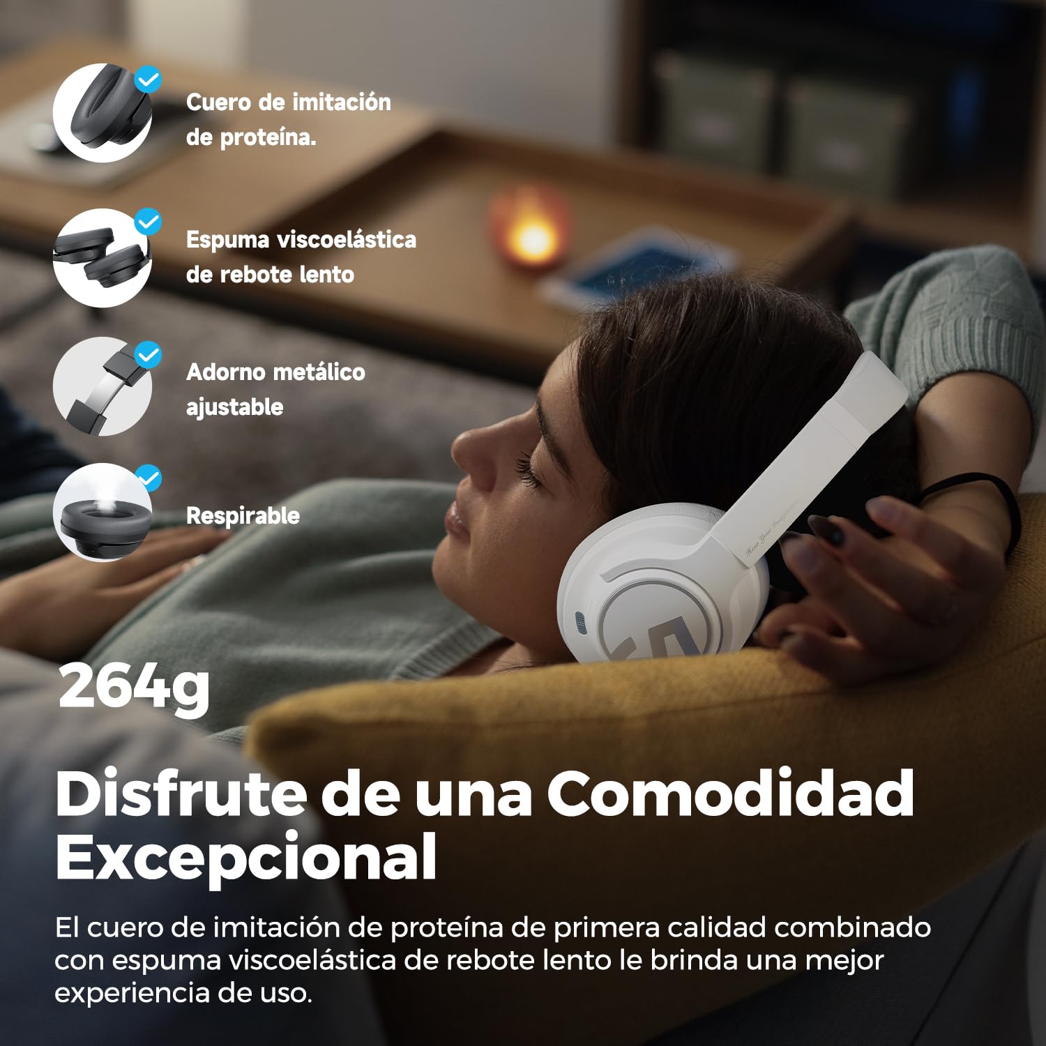 SoundPEATS Space Auriculares Diadema Bluetooth 5.3 con Cancelación de Ruido | Altavoz dinámico de 40 mm, ANC híbrido activo, ENC llamadas, Conexión multipunto, 123 h batería, Plegable portátil