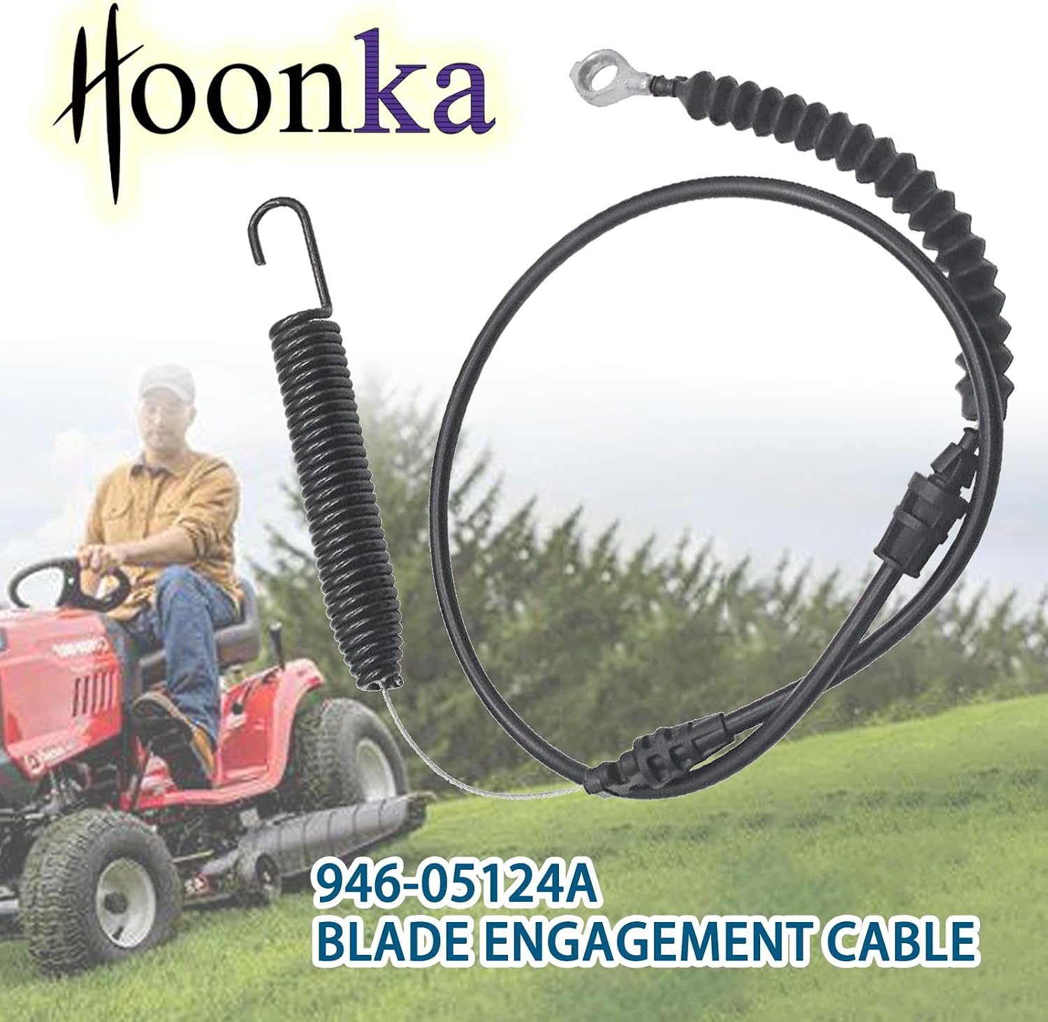 Funhoon 946-05124A Blade Engagement Cable fits Troy-Bilt Pony 42, Horse Xp Hydro, Bronco with 42 inch Deck Riding Mower for MTD Yard-Man Huskee Murray Lawn Mowers Replaces 946-05124 746-05124A