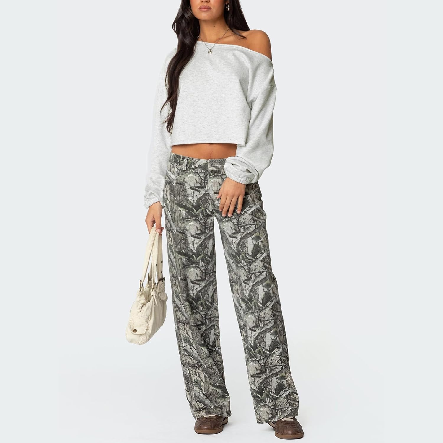 Aonoapll Women Off the Shoulder Sweatshirt Long Sleeve One Shoulder Oversized Crop Top Fall Pullover Cropped Sweatshirts - Image 6