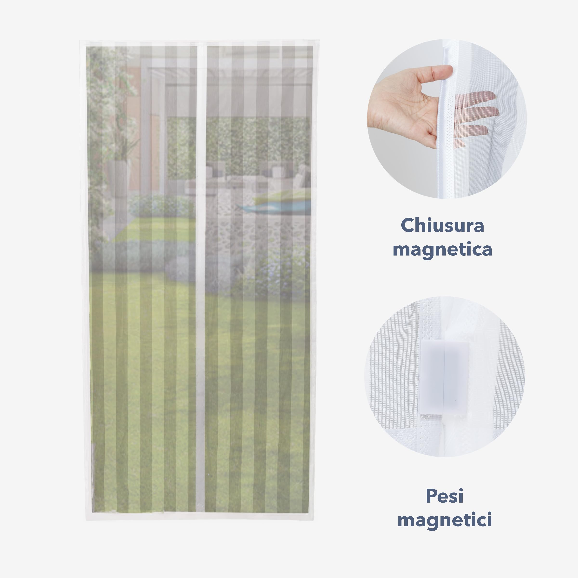 BricoShopping Zanzariera Magnetica Tenda Zanzariera REGOLABILE con MAGNETE CONTINUO calamita interna Per Balcone E Porta Finestra Fissaggio Rapido Su Balconi In Legno Alluminio (BiColor, 105x240 cm)