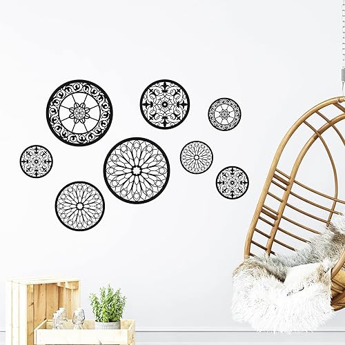 Miniatura 25 de Calcomanías de pared de mandala bohemia, calcomanías de pared de mandala mitad bohemia, calcomanías de pared de flores indias, calcomanías de pared