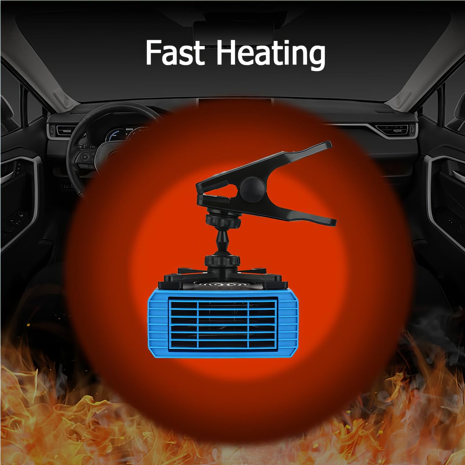 Riloer Ventilador enfriador de coche 2 en 1, 12 V, 150 W, ventilador de calefacción eléctrico portátil, antivaho de ventana, descongelador de parabrisas giratorio de 360°