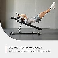 Vista 2 de Banco de pesas semicomercial para sentarse y plano de forma más fina. Equipo de fitness ajustable y banco de ejercicios para abdominales