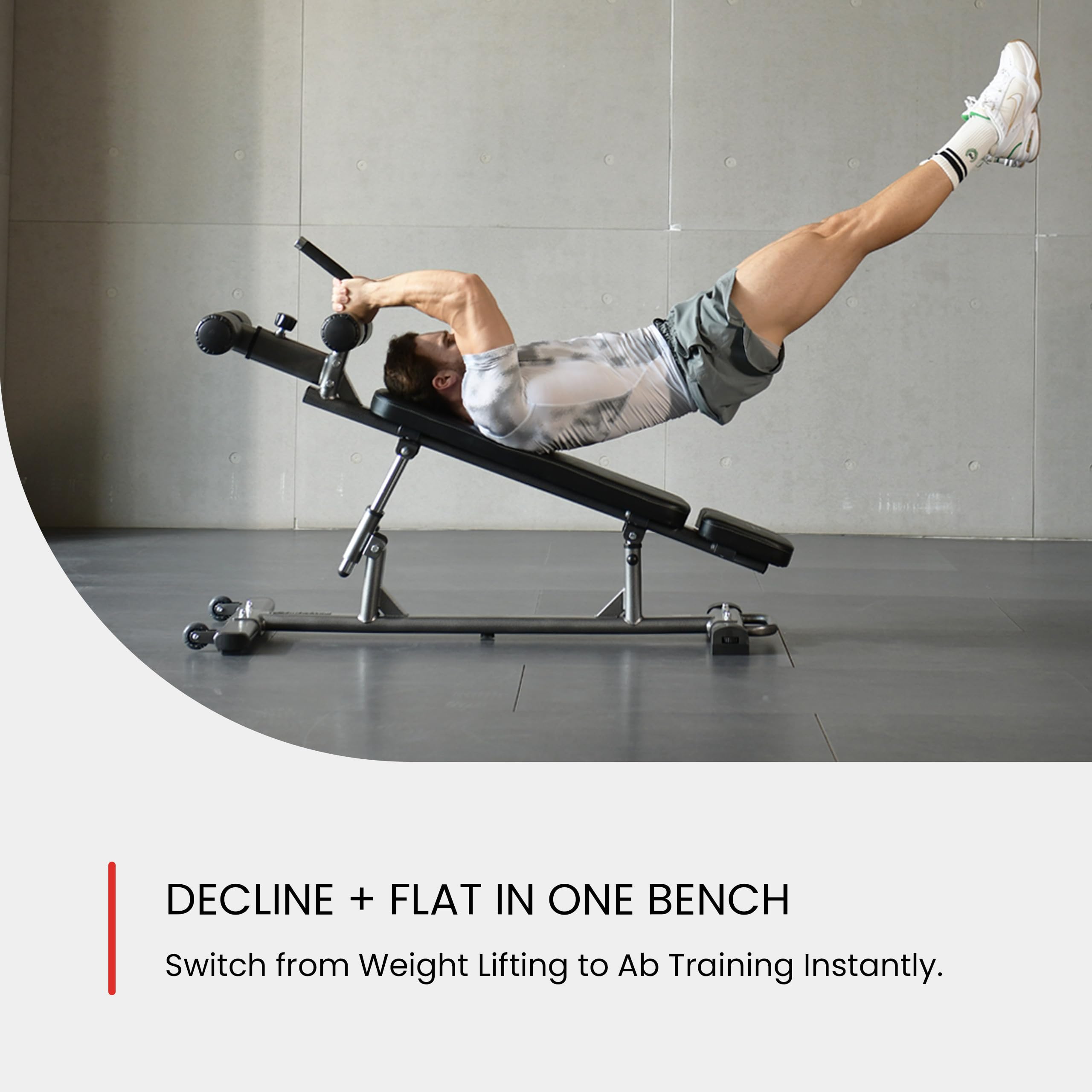 Sit Up Bench with Reverse Crunch Handle for Ab Bench Exercises - Abdominal Exercise Equipment with 3 Adjustable Height Settings