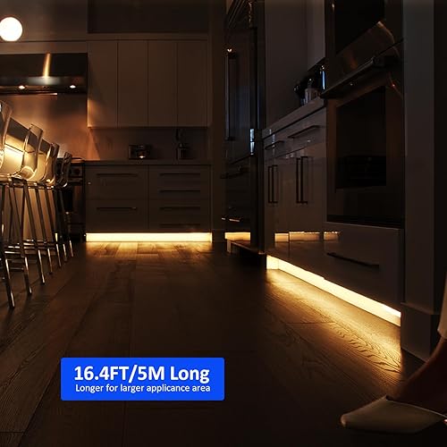 Miniatura 5 de JOYLIT Tira de luz LED con sensor de movimiento, 3000 K, blanco cálido, 16.4 pies, 15-300 segundos, modos de iluminación diurna o nocturna, cinta