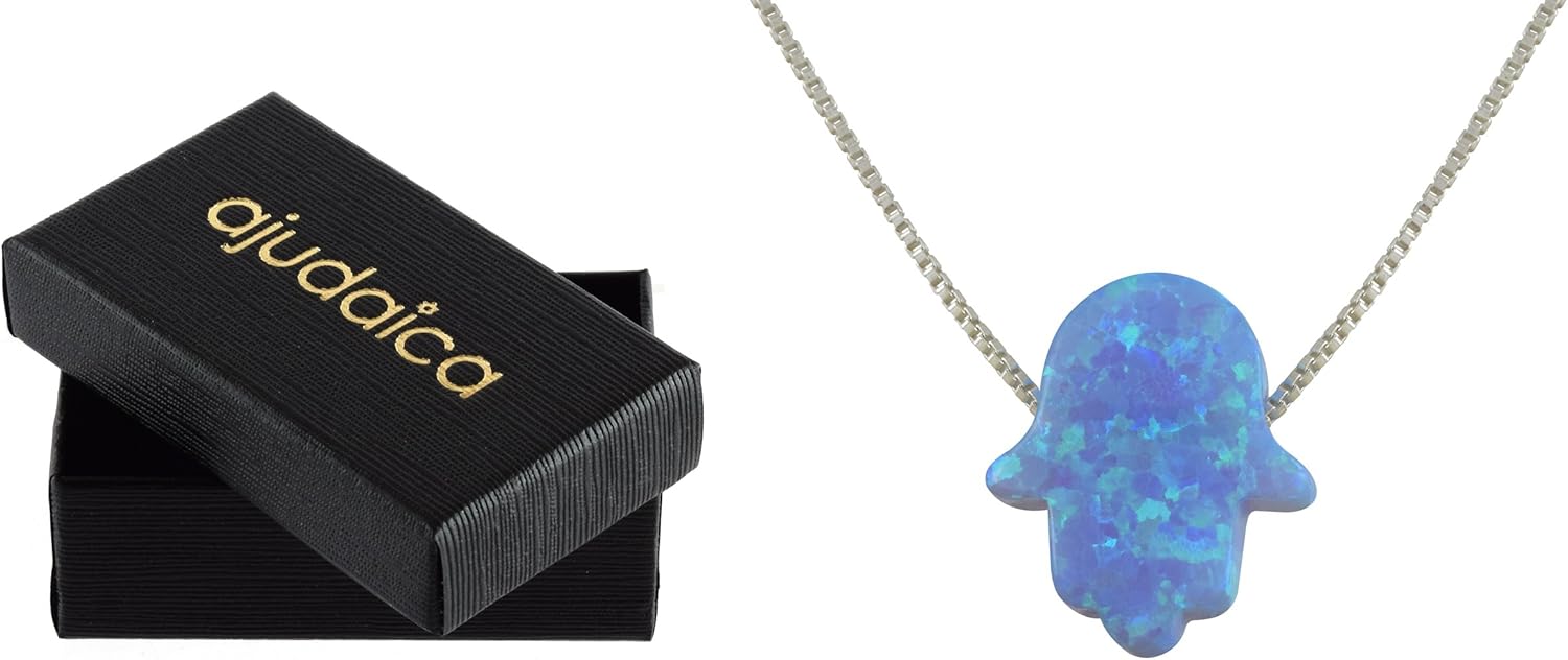 Sterling Silver Hamsa Hand Pendant Necklace with Jamaica Ubuy