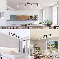 Vista 2 de Kit de iluminación LED de 4 luces BoostArea, iluminación de techo de 4 direcciones en negro, cabezal de luz flexible giratorio para cocina, sala