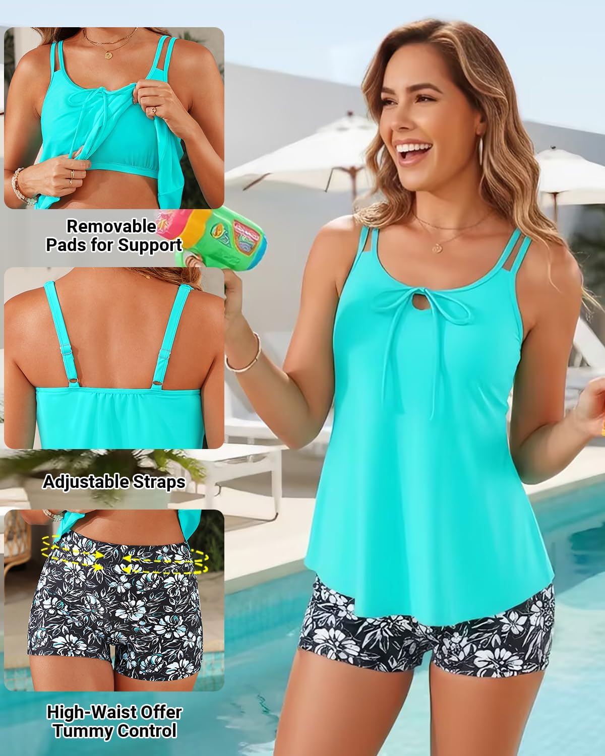 Daci Women’s Tankini Swimsuits - 2 Piece Tummy Control Bathing Suit Modest Flowy Swimwear with Boy Shorts 2026 - Image 2