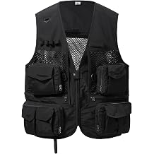 BASSDASH Mens Womens Utility Fishing Cargo Vest Outdoor Safari Photography Work Vest with Multi Pockets Mesh Back FV14