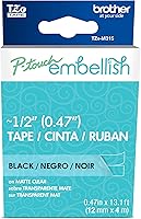 Vista 44 de Brother P-touch Embellish Cinta de impresión negra sobre encaje plateado con patrón TZEMPSL31 – ~1.3 cm de ancho x 4 m de largo para usar