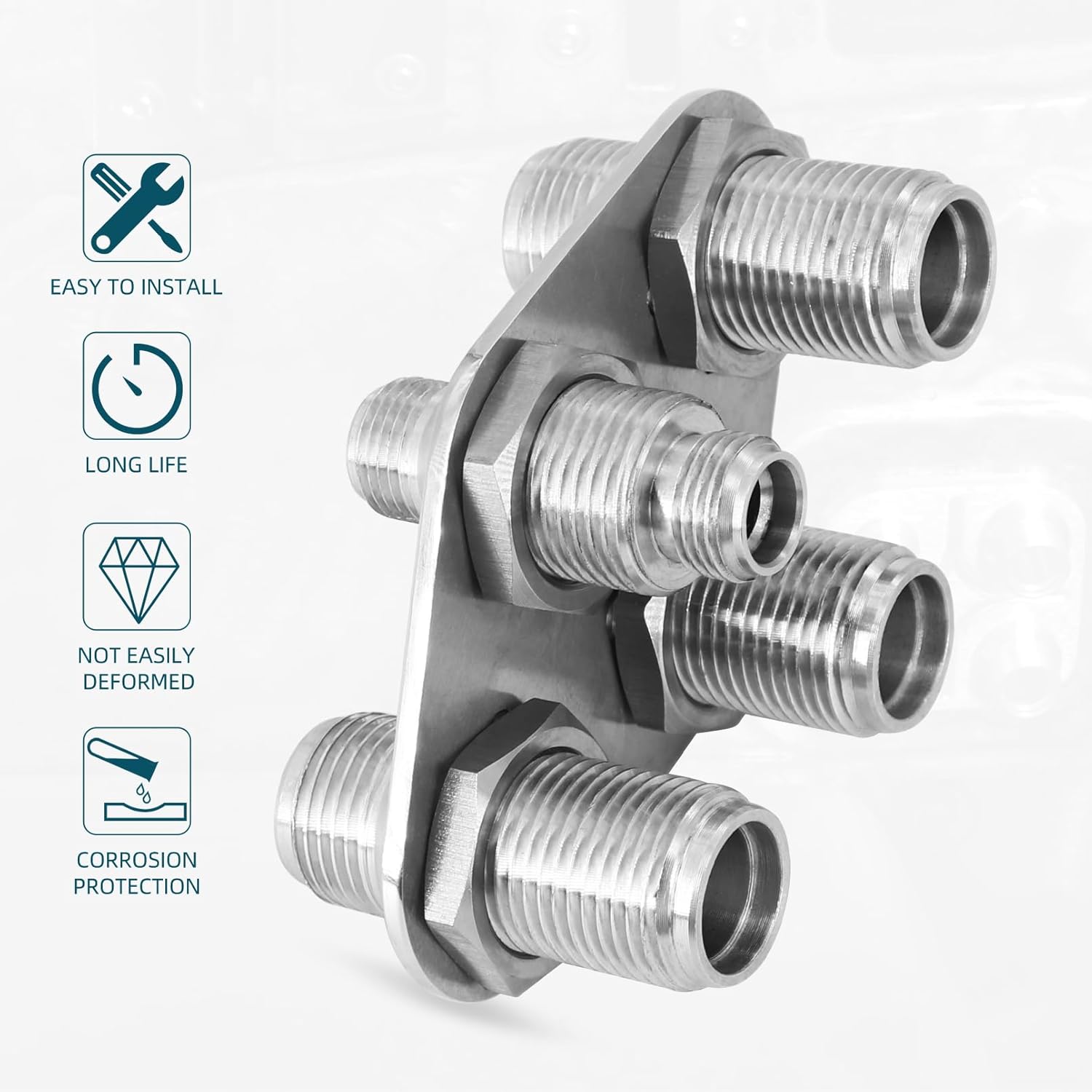 Dokili Polished Aluminum 4-Way Streamline Bulkhead Plate Vintage Air 388600-MBA for Car A/C Heater