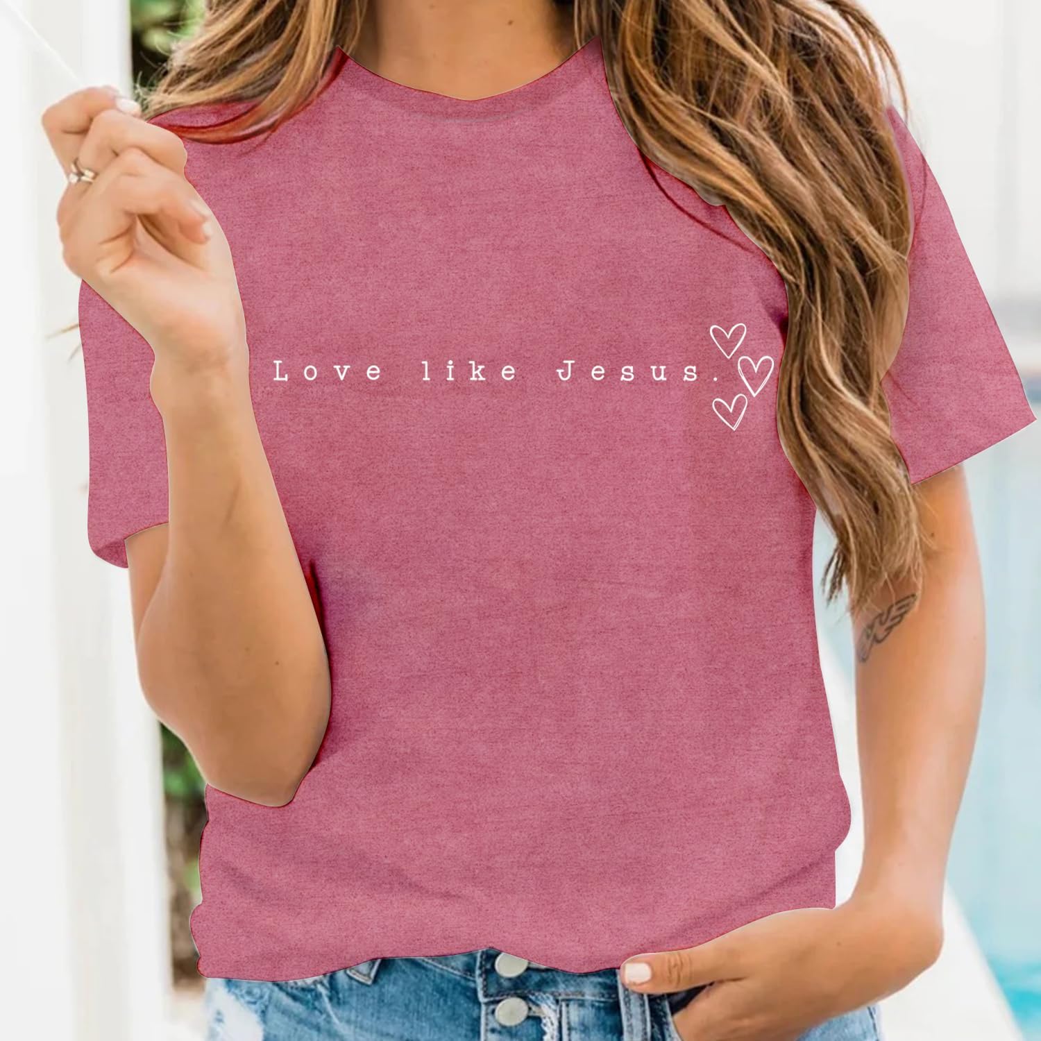 LBP Love Like Jesus Shirt Christian Minimalist Shirt for Women Faith-Based Tees Christian Tops - Image 2